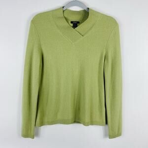 Prive Sweater Women's Medium Green 100% Cashmere Long Sleeve
